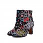 Ethnic Style Flowers Embroidery Cow Suede Genuine Leather Large Size 34-43 Women Shoes Sexy High Hee