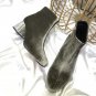 Women Velvet Ankle Boots Pink Chunky Dress Boot Thick High Heels Shoes For Ladies Luxury Brand Desig