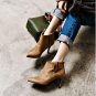 Women Velvet Ankle Boots Pink Chunky Dress Boot Thick High Heels Shoes For Ladies Luxury Brand Desig