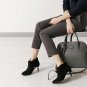 Women Velvet Ankle Boots Pink Chunky Dress Boot Thick High Heels Shoes For Ladies Luxury Brand Desig