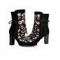 Retro Ethnic Embroidery Winter Shoes Women High Heel Ankle Boots Sexy Buckles Platform Shoes Women W
