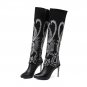 Retro Ethnic Embroidery Winter Shoes Women High Heel Ankle Boots Sexy Buckles Platform Shoes Women W