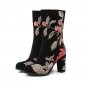 Retro Ethnic Embroidery Winter Shoes Women High Heel Ankle Boots Sexy Buckles Platform Shoes Women W