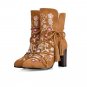 Retro Ethnic Embroidery Winter Shoes Women High Heel Ankle Boots Sexy Buckles Platform Shoes Women W