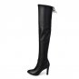 winter keep warm women boots thick high heels round toe platform shoes genuine leather over the knee