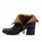 new high quality full genuine leather boots women shoes rivets round toe thick heels zip autumn wint
