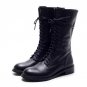Winter Women Boots Genuine Leather Round Toe Lace Up Half Boots Ladies Flat Botas Mujer Riding Boots