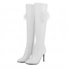 Woman Thin High Heel Over Knee Long Boots Women Pointed Toe Botines Mujer Warm Fur Winter Heels Shoe