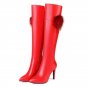 Woman Thin High Heel Over Knee Long Boots Women Pointed Toe Botines Mujer Warm Fur Winter Heels Shoe