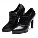 Women Pointed Toe Genuine Leather Ankle Boots Woman Zipper High Heel Bota Feminine Party Wedding Hee