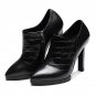 Women Pointed Toe Genuine Leather Ankle Boots Woman Zipper High Heel Bota Feminine Party Wedding Hee