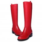 Women Real Leather Knee Boots Square Heel Shoes Fashion Female Zipper Shoes Winter Martin Boots Wome
