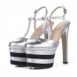 Sexy Lady Genuine Leather High Heel Sandals Women Ankel Strap Platform Summer Shoes Sexy Party Club 