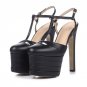 Sexy Lady Genuine Leather High Heel Sandals Women Ankel Strap Platform Summer Shoes Sexy Party Club 
