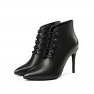 Women Ankle Boots Pointed Toe Thin High Heel Zipper Deisgn Women Shoes Sheepskin Westrn Style Women 