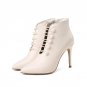 Women Ankle Boots Pointed Toe Thin High Heel Zipper Deisgn Women Shoes Sheepskin Westrn Style Women 