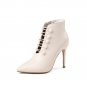 Women Ankle Boots Pointed Toe Thin High Heel Zipper Deisgn Women Shoes Sheepskin Westrn Style Women 