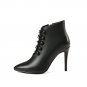 Women Ankle Boots Pointed Toe Thin High Heel Zipper Deisgn Women Shoes Sheepskin Westrn Style Women 