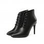 Women Ankle Boots Pointed Toe Thin High Heel Zipper Deisgn Women Shoes Sheepskin Westrn Style Women 