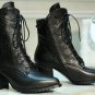 Women Pumps Spring Ladies Shoes Square High Heel Genuine Leather Lace Up Black Woman Casual Shoes S