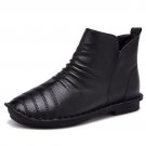 Women Boots 2Spring Autumn Fashion Genuine Leather Zipper Ankle Boots Pleated Soft High TOP Casual F