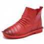 Women Boots 2Spring Autumn Fashion Genuine Leather Zipper Ankle Boots Pleated Soft High TOP Casual F
