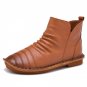 Women Boots 2Spring Autumn Fashion Genuine Leather Zipper Ankle Boots Pleated Soft High TOP Casual F