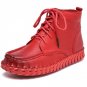 Elegant Round Toe Genuine Leather High Top Shoes 2017 Spring Autumn Fashion Lace Up Sewing Flat Shoe