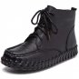 Elegant Round Toe Genuine Leather High Top Shoes 2017 Spring Autumn Fashion Lace Up Sewing Flat Shoe