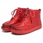 Elegant Round Toe Genuine Leather High Top Shoes 2017 Spring Autumn Fashion Lace Up Sewing Flat Shoe