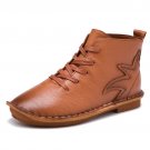 Quality Genuine Leather Flat Shoes 2017 Autumn Fashion Lace Up Women Ankle Boots High Top Casual Sho