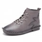 Quality Genuine Leather Flat Shoes 2017 Autumn Fashion Lace Up Women Ankle Boots High Top Casual Sho