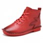 Quality Genuine Leather Flat Shoes 2017 Autumn Fashion Lace Up Women Ankle Boots High Top Casual Sho