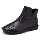 Genuine Leather Ankle Boots 2017 Autumn Fashion Woven Pleated Zipper Women Short Boots Soft High Top