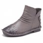 Genuine Leather Ankle Boots 2017 Autumn Fashion Woven Pleated Zipper Women Short Boots Soft High Top