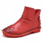 Genuine Leather Ankle Boots 2017 Autumn Fashion Woven Pleated Zipper Women Short Boots Soft High Top