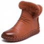 Fashion Fur Genuine Leather Pleated Sewing Shoes 2017 Winter Warm Short Plush Ankle Boots Casual Wom
