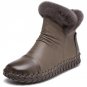 Fashion Fur Genuine Leather Pleated Sewing Shoes 2017 Winter Warm Short Plush Ankle Boots Casual Wom
