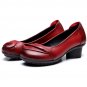 Women Pumps Soft Genuine Leather Med Heel Shoes Spring Autumn Comfortable Thick Heel Shoes Shallow W