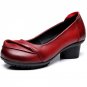 Women Pumps Soft Genuine Leather Med Heel Shoes Spring Autumn Comfortable Thick Heel Shoes Shallow W