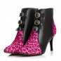 Women Ankle Boots Natural Real Leather Luxury Pointed Toe Sexy High Heels Wild Leopard Zip Fashion B