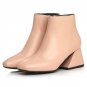 Woman Real Genuine Leather Ankle Boots Women Vintage Square Toe Botas Mujer Classical Zipper Shoes F