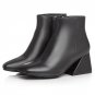 Woman Real Genuine Leather Ankle Boots Women Vintage Square Toe Botas Mujer Classical Zipper Shoes F