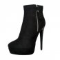 Women Round Toe Ankle Boots Suede Leather Woman Platform High Heel Botas Lady Brand Quality Autumn W