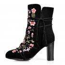 Size 34-43 Women Genuine Leather High Heel Boots Women Tassel Cross Strap Short Boots Winter Shoes F
