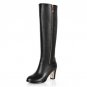 Free shipping over knee natrual real genuine leather high heel boots women snow winter warm shoes R4