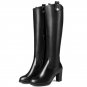 Women Natural Leather Knee Boots Winter Snow Boots Square Heel Fashion Zipper Women Riding Boots Sho