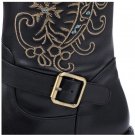 Vintage Women Genuine Real Leather Knee Boots Winter Boot Sexy Square Heel Round Toe Zipper Fashion 
