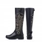 Vintage Women Genuine Real Leather Knee Boots Winter Boot Sexy Square Heel Round Toe Zipper Fashion 