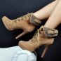 Women Lace Up Platform Ankle Boots Woman Retro Spike Heel Botas Fashion Ladies Suede Leather Heels S